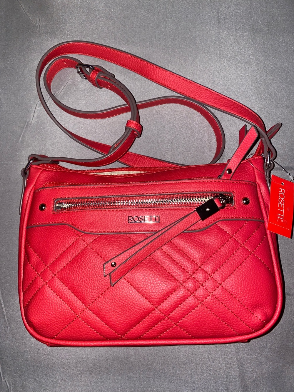 Rosetti Red Quilted Pebble Leather Crossbody